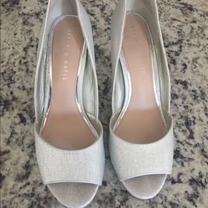 Silver white glitter shoes